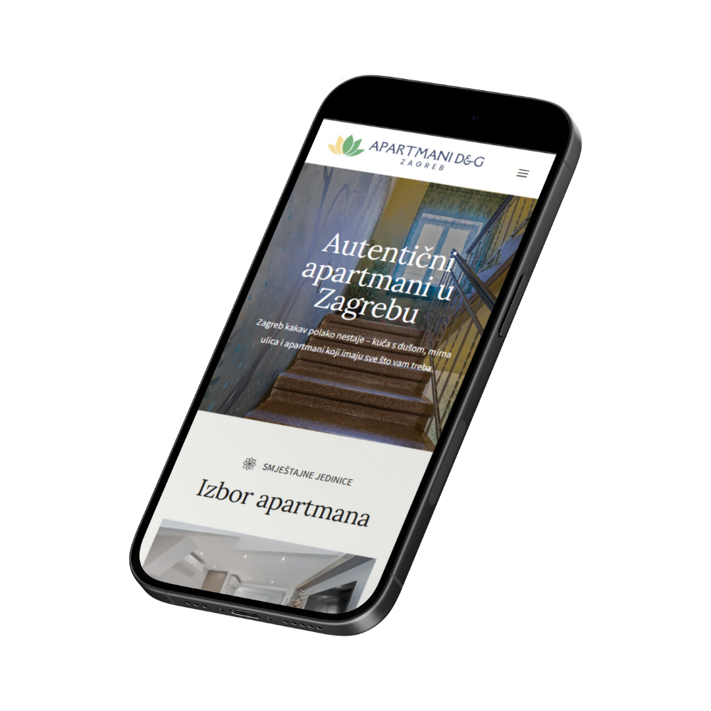 Primjer web stranice DG Apartmani u Zagrebu