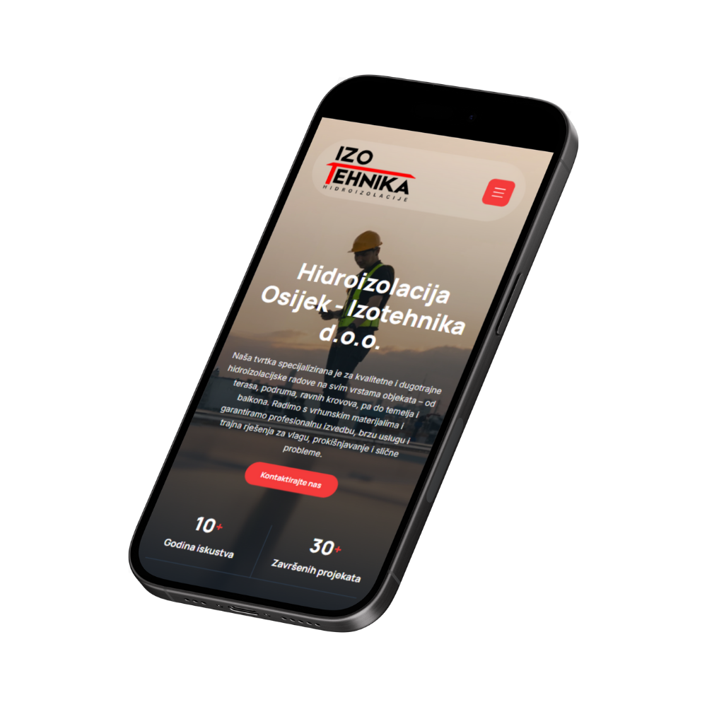 Primjer web stranice Izotehnika građevinska tvrtka u Osijeku