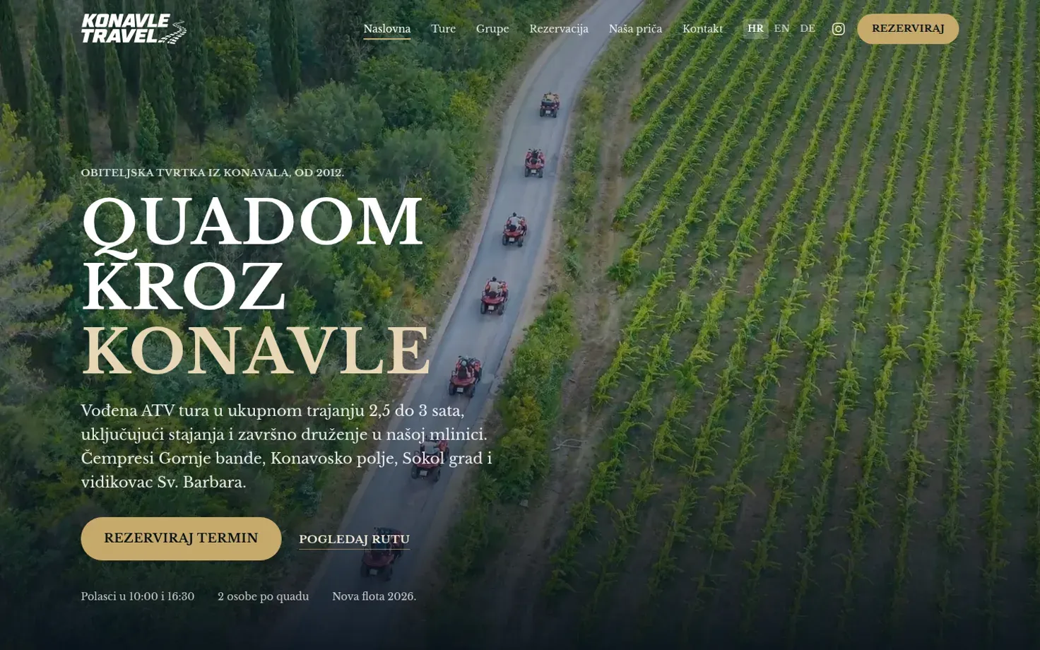 Naslovnica konavletravel.com s fotografijom ATV ture kroz Konavle