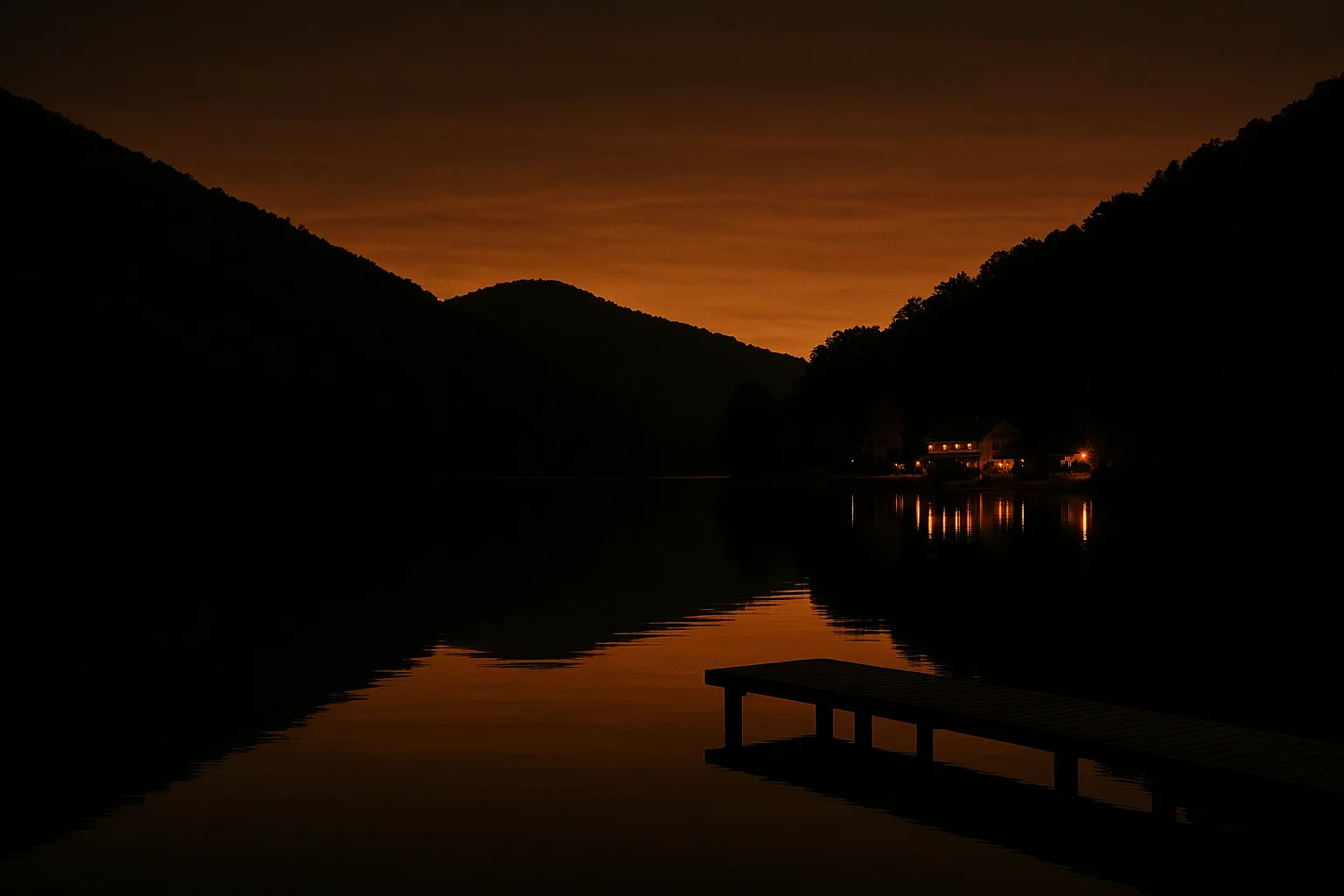 Izrada web stranica Orahovica: jezero pod šumovitim obroncima Papuka u sumrak