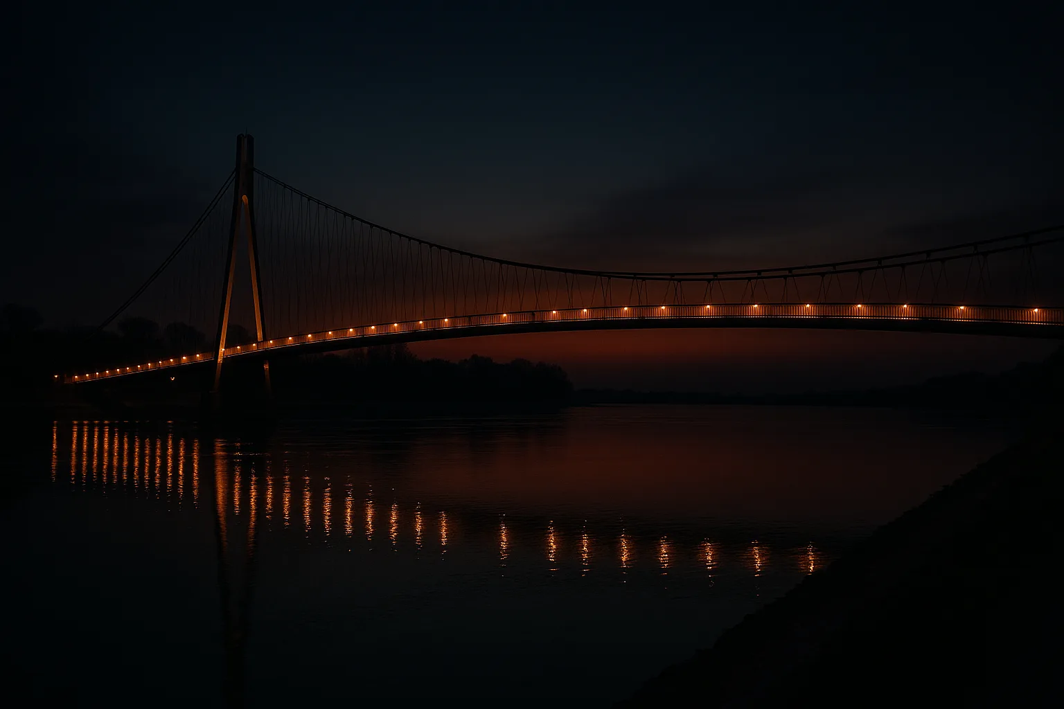 Izrada web stranica Osijek: pješački most preko Drave u sumrak