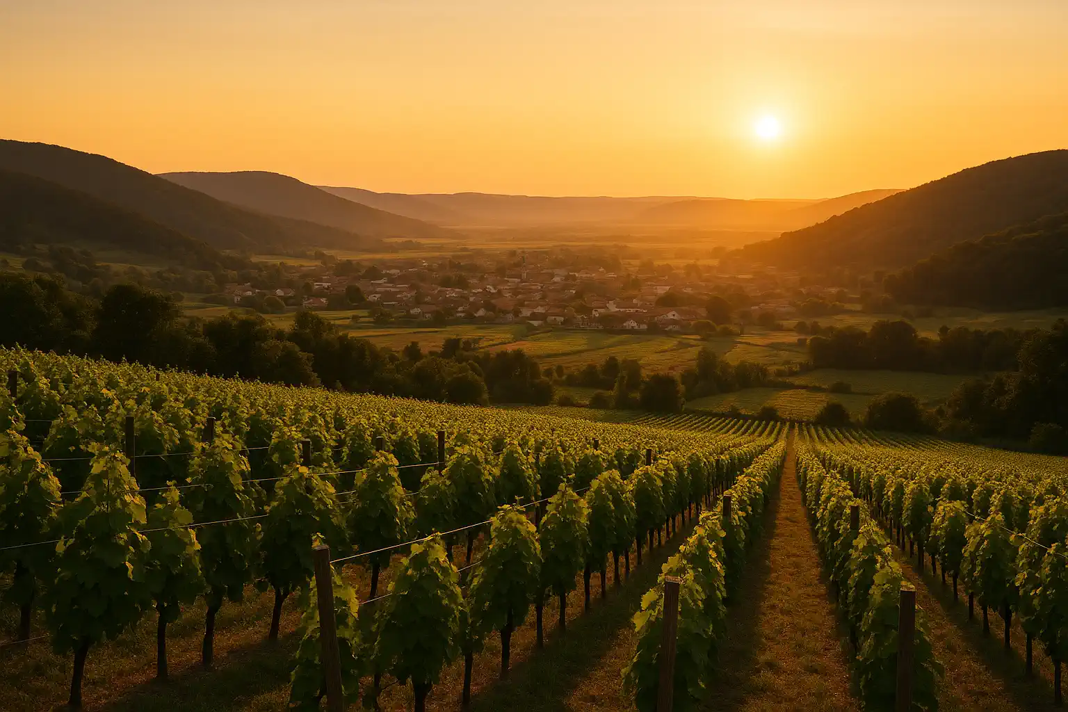 Izrada web stranica Požega: vinogradi Zlatne doline na niskom suncu