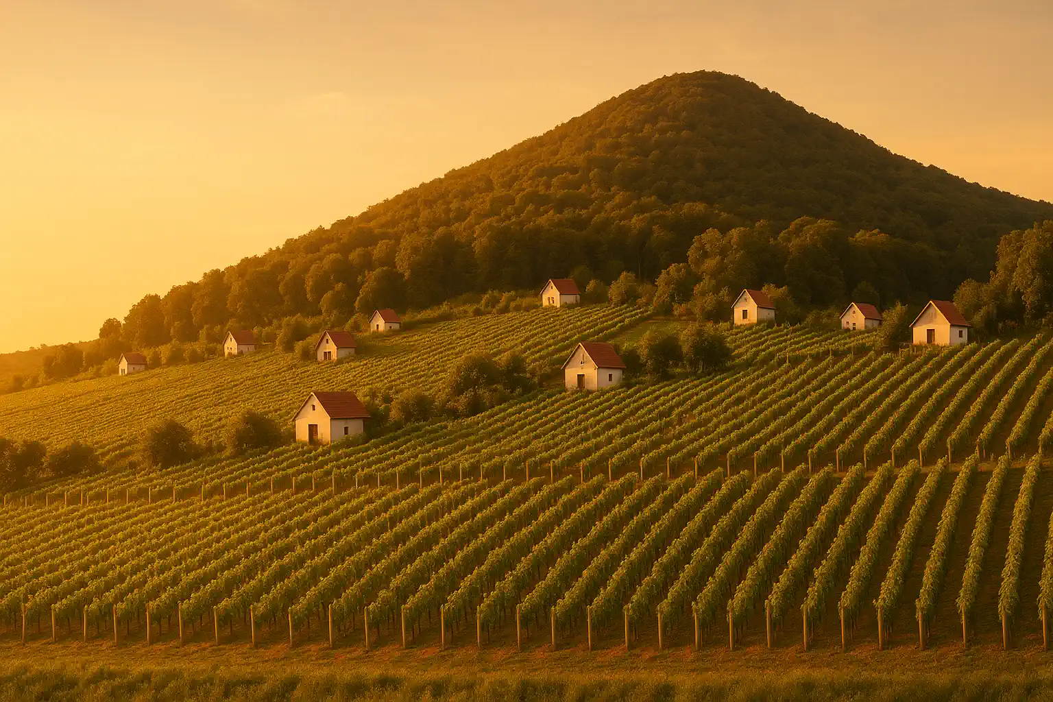 Vinogradi na obroncima požeške kotline u toplom predvečerju