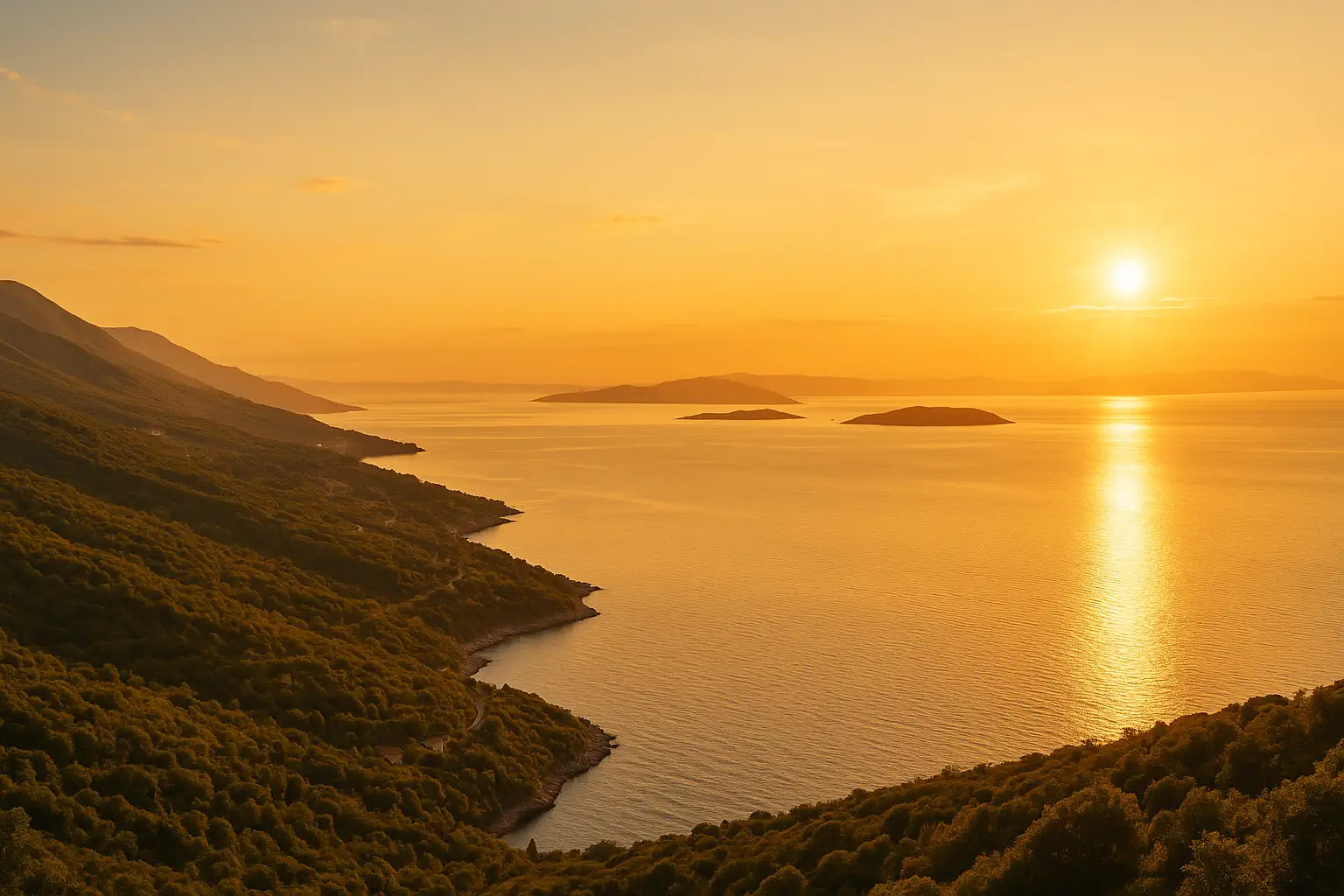 Web stranice Rijeka: panorama Kvarnera u predvečerje
