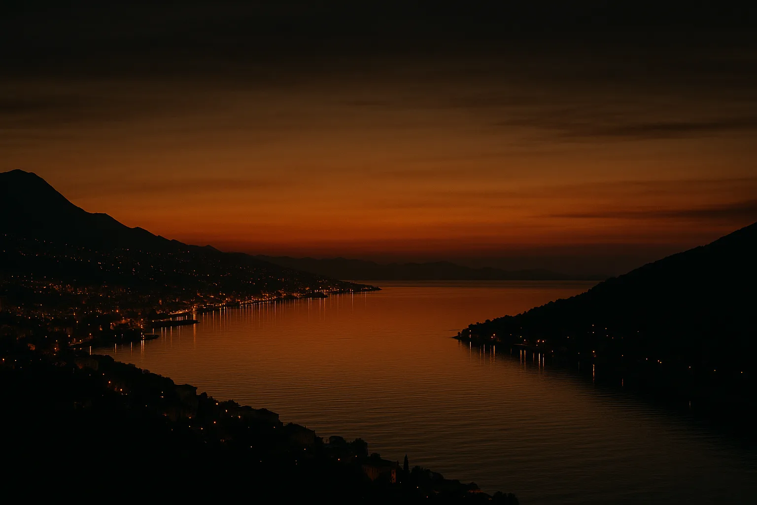 Web stranice Rijeka: panorama Kvarnera u sumrak