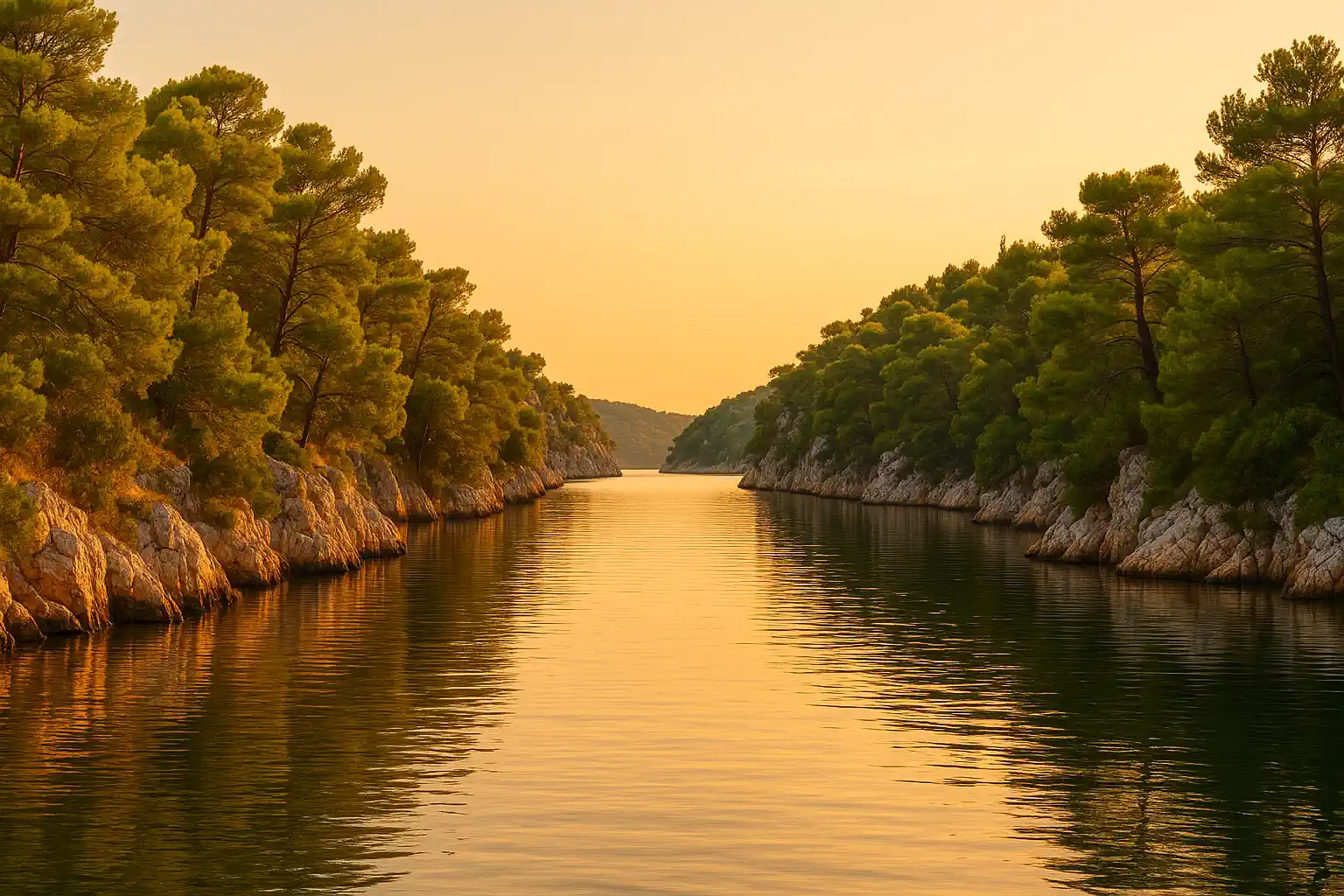 Morski kanal kod Šibenika u zlatnom satu