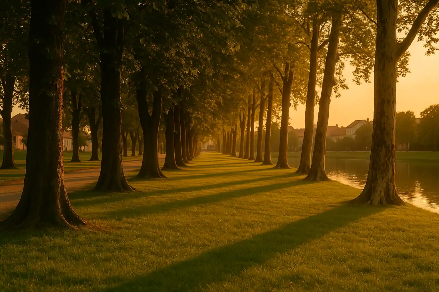 Izrada web stranica Virovitica: park s drvoredom u kasno poslijepodne