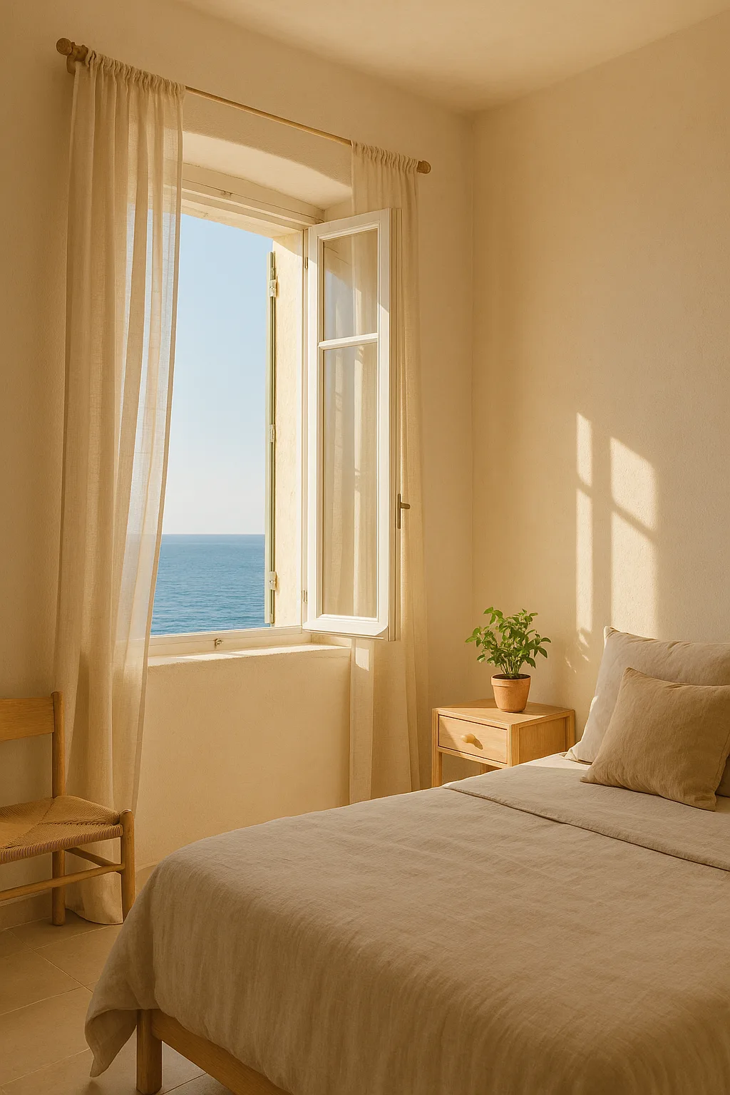 Izrada web stranica za apartmane: svijetla soba apartmana s pogledom na more