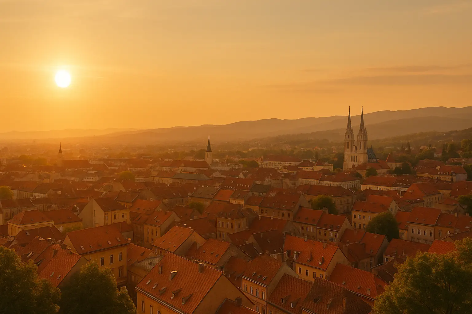 Izrada web stranica Zagreb: panorama grada u predvečerje