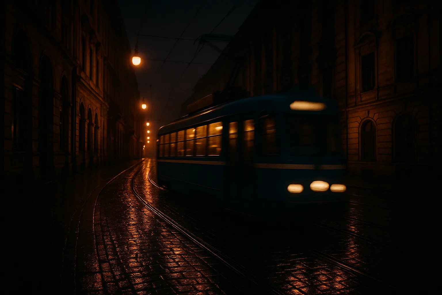 Zagrebački tramvaj u noćnoj ulici s toplim svjetlima