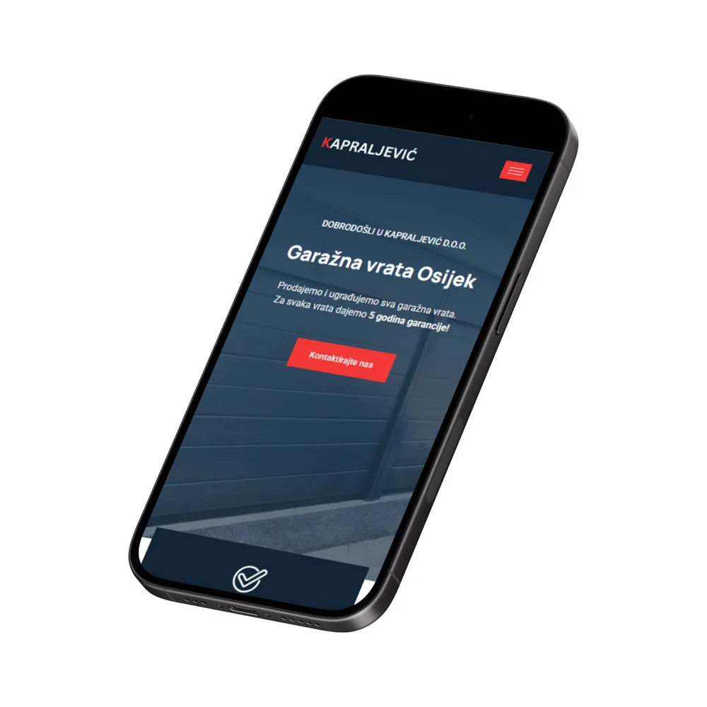 Kapraljević d.o.o. mobilni prikaz web stranice