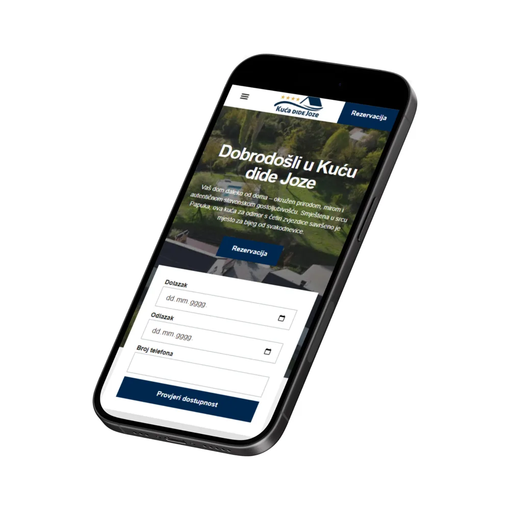 Kuća Dida Joze mobilni prikaz web stranice