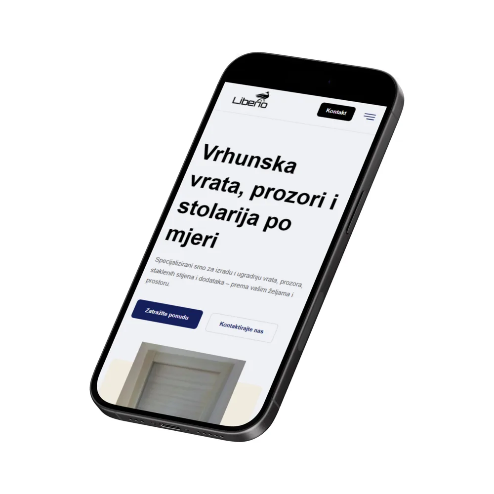 Liberio Stolarija mobilni prikaz web stranice