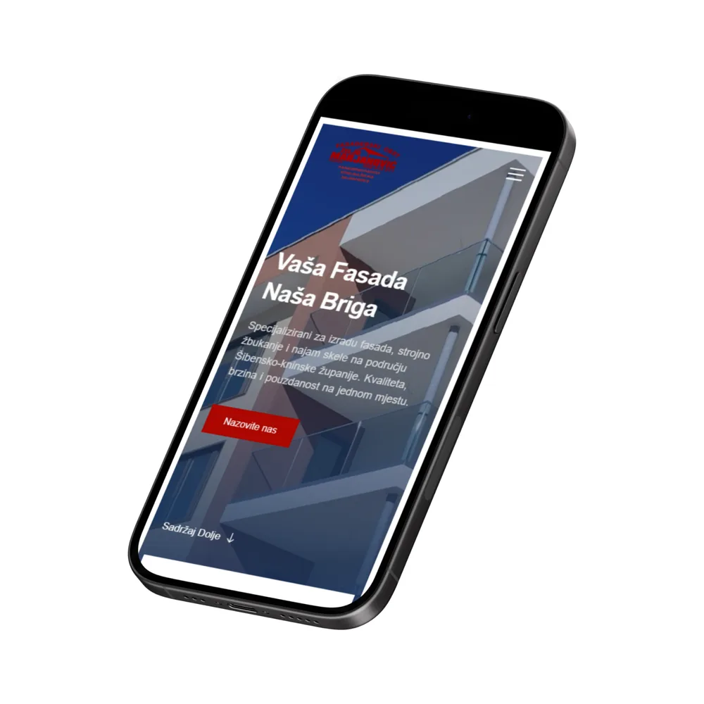 Marjanović Fasade mobilni prikaz web stranice