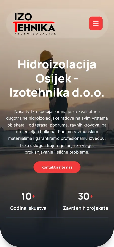Izotehnika d.o.o. mobilni prikaz web stranice