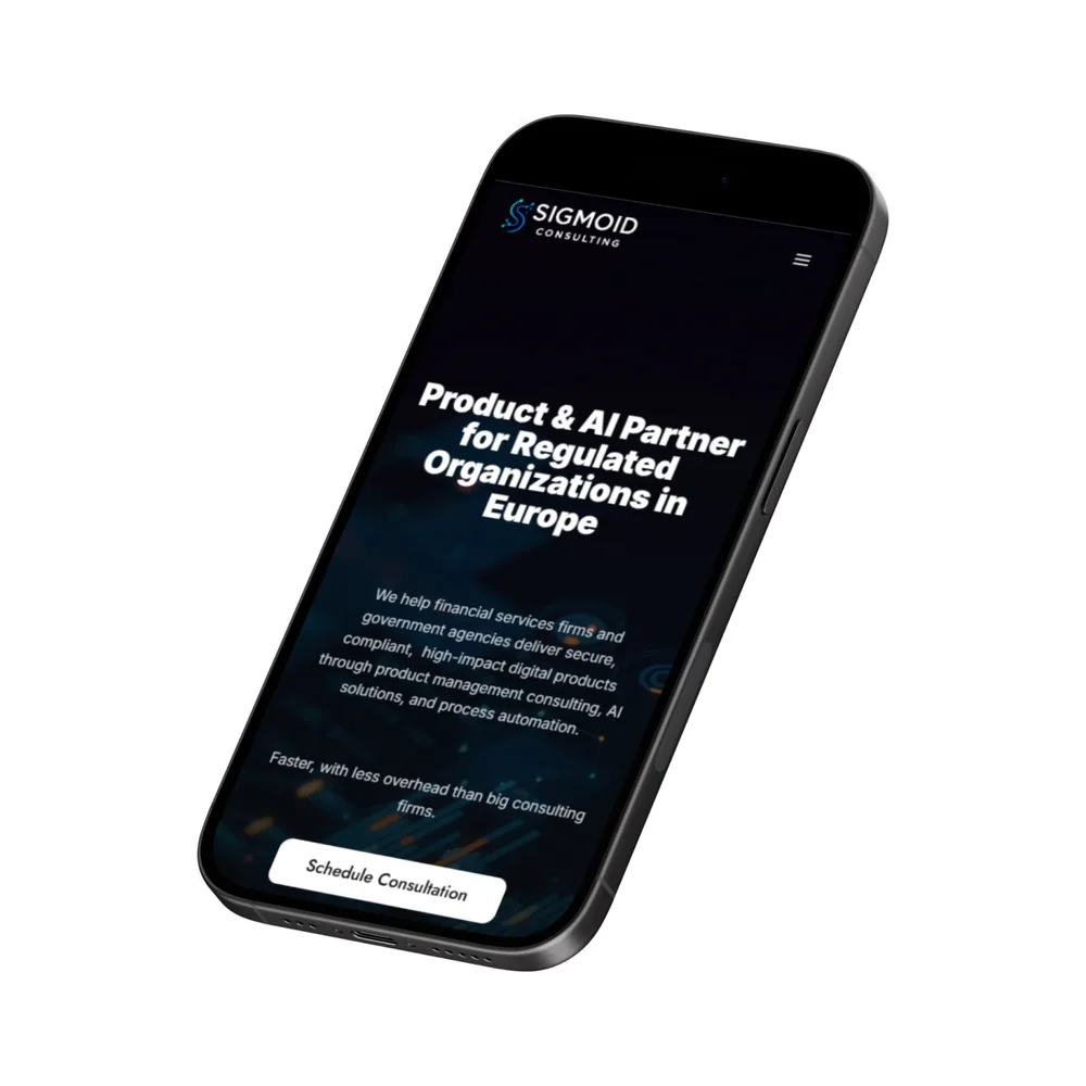Sigmoid Consulting mobilni prikaz web stranice
