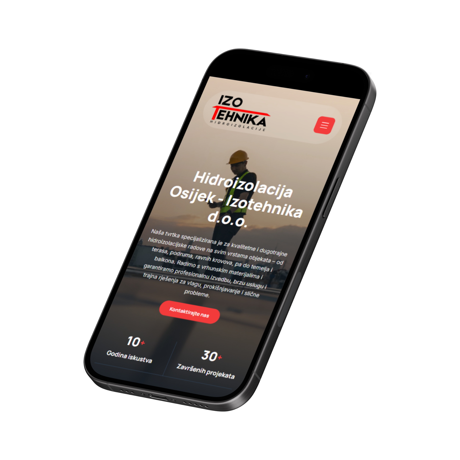 Izotehnika mobilni prikaz web stranice