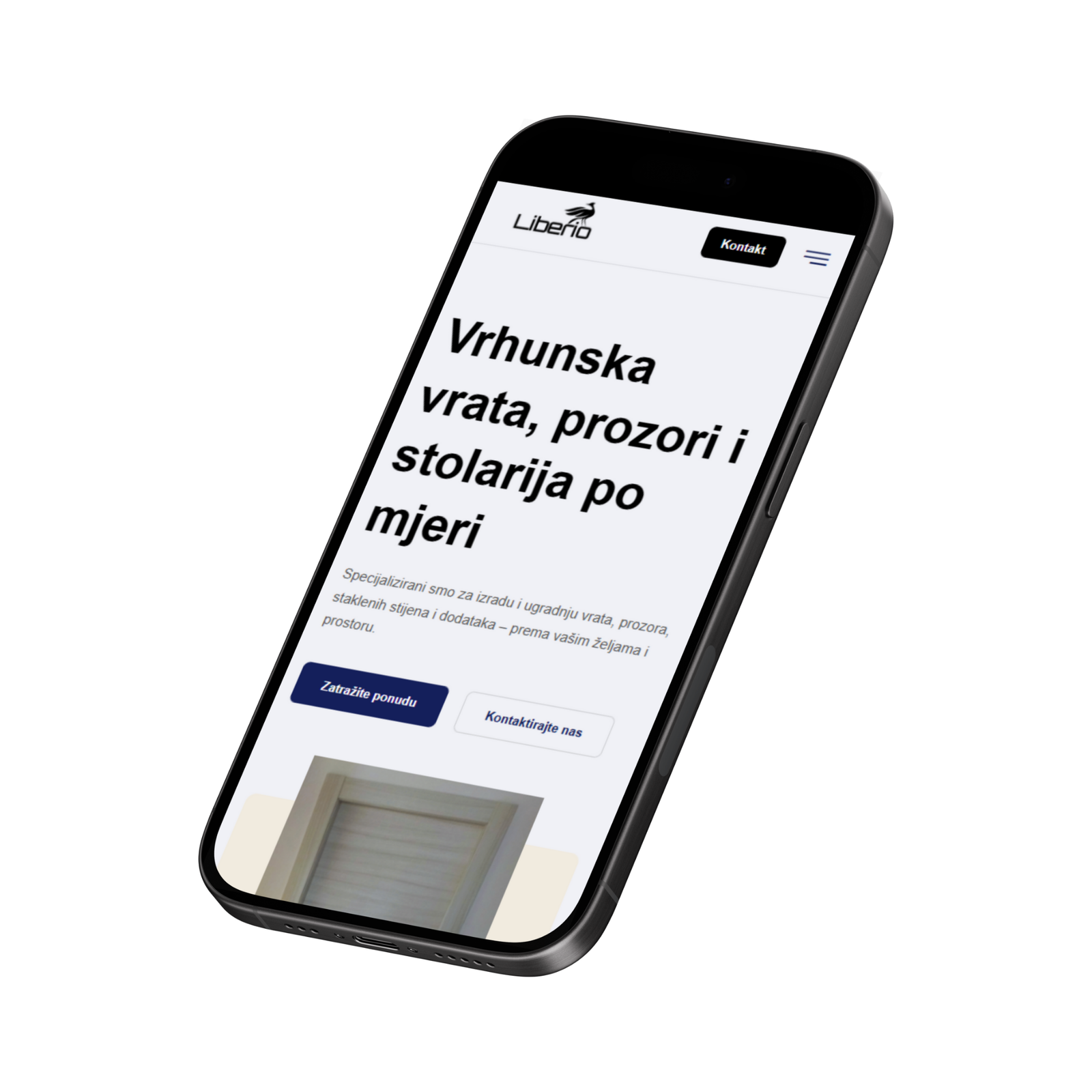 Liberio Stolarija mobilni prikaz web stranice